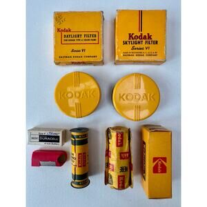 Vintage Kodak Film Lot CX 620 Box 1975 Filters Rolls Ephemera Display